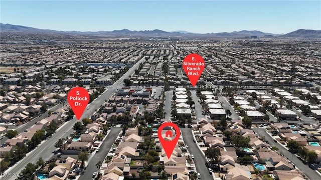aerial view with a residential view and a mountain view