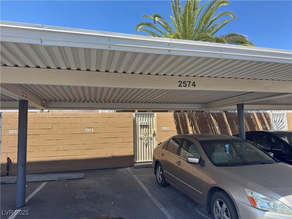 view of covered parking lot