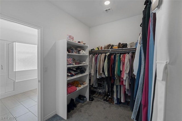 spacious closet with visible vents