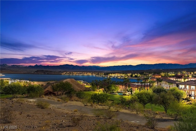 mountain view featuring a water view