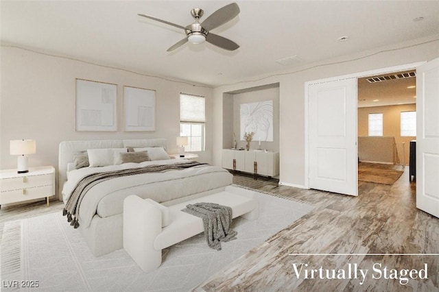 3163 Biccari Ave, Henderson, NV 89044 - bedroom featuring a ceiling fan and baseboards