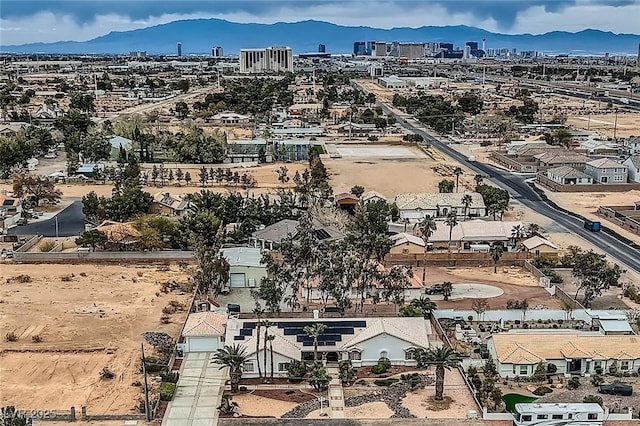 bird's eye view featuring a view of city and a mountain view