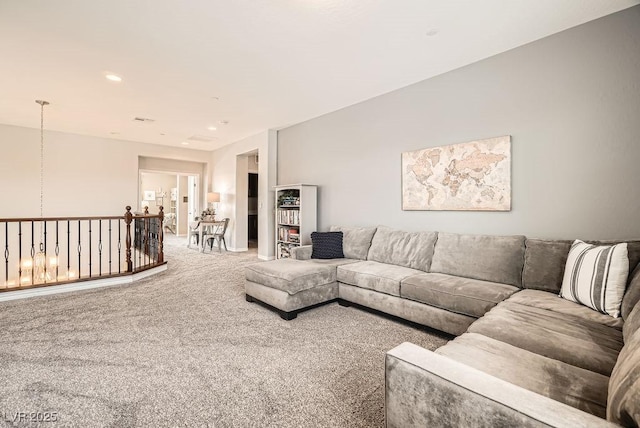 living room with carpet flooring