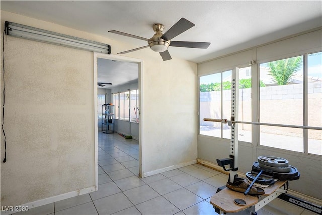 8504 W Gilmore Ave, Las Vegas, NV 89129 - empty room with ceiling fan, baseboards, and light tile patterned floors