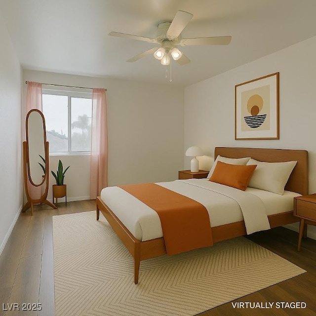 516 Delfern Ln, Las Vegas, NV 89169 - bedroom featuring wood finished floors, ceiling fan, and baseboards