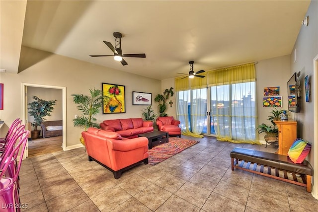 150 Las Vegas Blvd Unit 1606, Las Vegas, NV 89101 - tiled living area featuring a ceiling fan