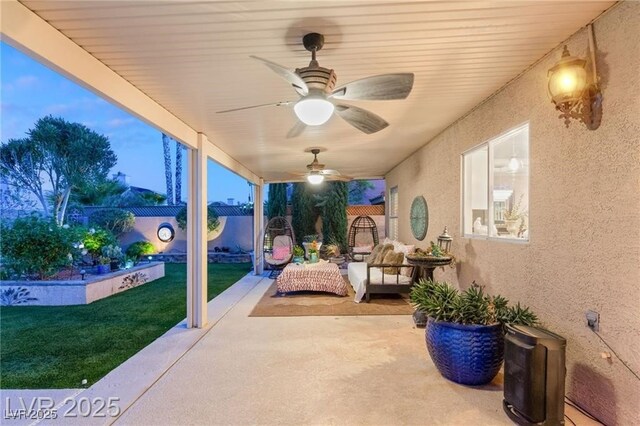3950 Candleglow Ct, Las Vegas, NV 89147 - view of patio / terrace featuring a ceiling fan and a fenced backyard