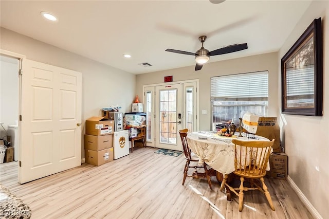 517 7th St, Boulder City, NV 89005 - dining area featuring light wood-type flooring, ceiling fan, recessed lighting, and baseboards