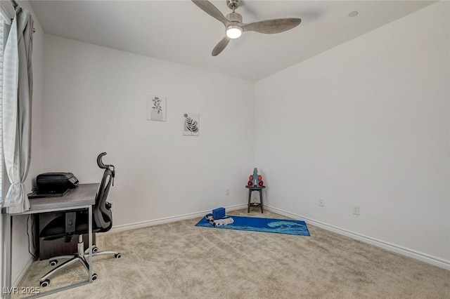 8898 Sasquatch Run Ave, Las Vegas, NV 89166 - unfurnished office featuring baseboards, a ceiling fan, and carpet
