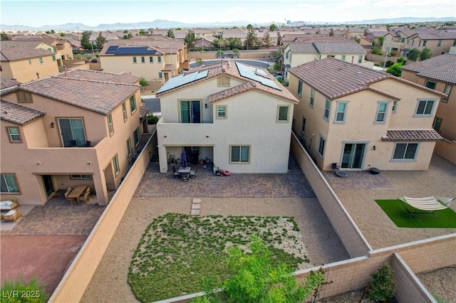 bird's eye view featuring a residential view and a mountain view
