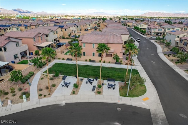 bird's eye view with a mountain view and a residential view