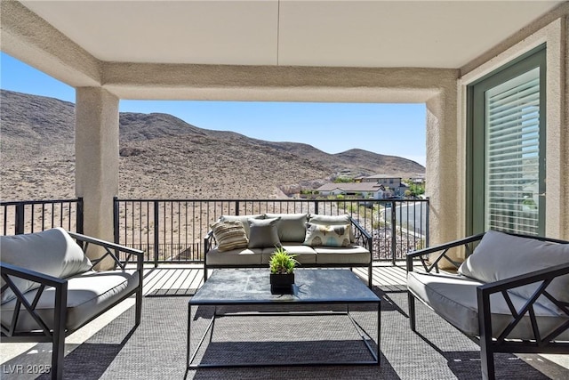 12705 Coastline Shadow St, Las Vegas, NV 89141 - balcony featuring outdoor lounge area and a mountain view