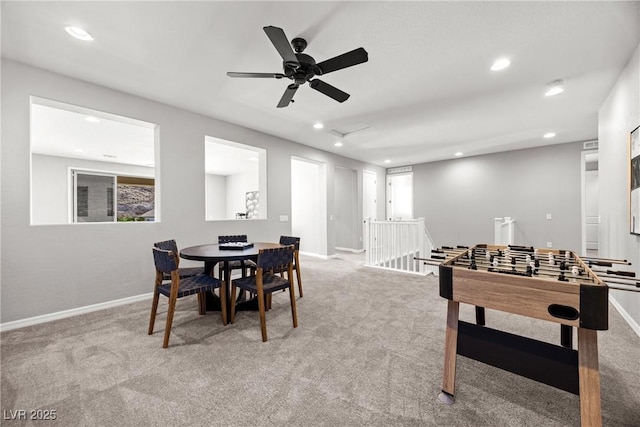 12705 Coastline Shadow St, Las Vegas, NV 89141 - game room with carpet flooring, baseboards, recessed lighting, and ceiling fan