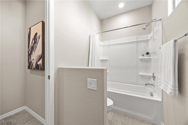 12705 Coastline Shadow St, Las Vegas, NV 89141 - full bath with tile patterned flooring, shower / bathtub combination with curtain, toilet, and baseboards