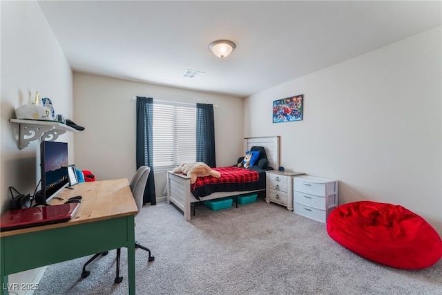 carpeted bedroom with visible vents