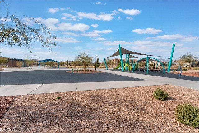 community jungle gym featuring a gazebo