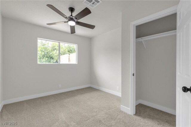 1424 Balzar Ave, Las Vegas, NV 89106 - unfurnished bedroom featuring carpet, a closet, baseboards, and a ceiling fan