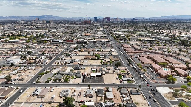 1424 Balzar Ave, Las Vegas, NV 89106 - aerial view of property's location featuring a mountain backdrop and nearby urban area