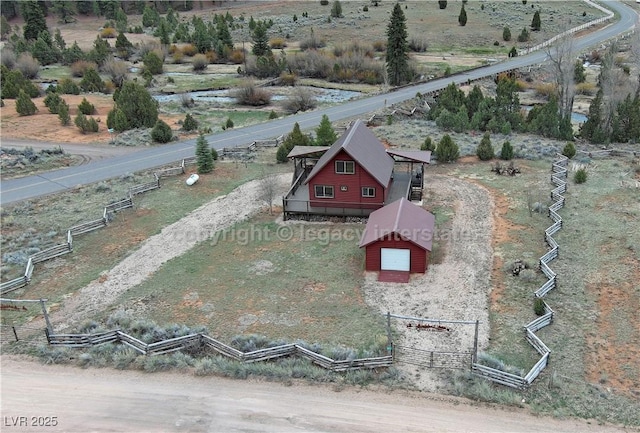drone / aerial view with a rural view