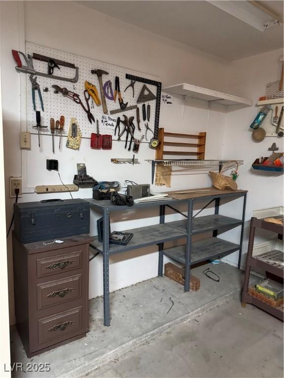interior space with a workshop area