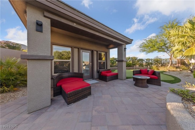 view of patio with an outdoor living space