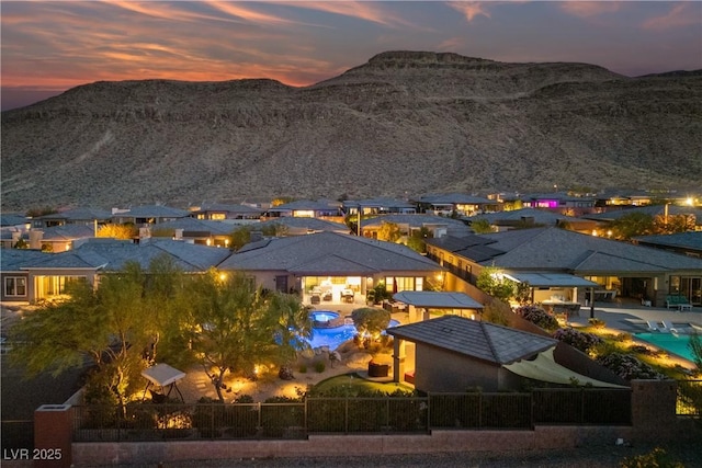 view of mountain feature with a residential view