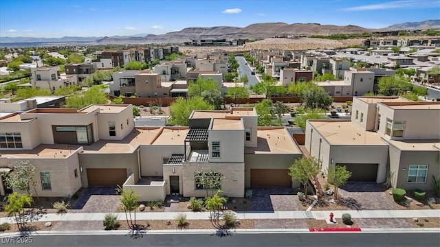 aerial view with a residential view and a mountain view