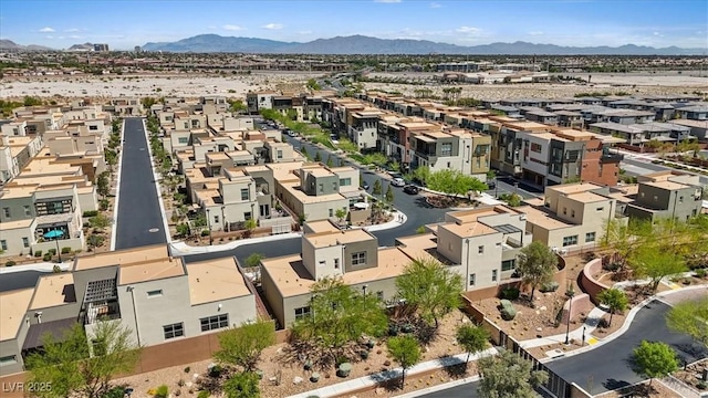 aerial view with a residential view and a mountain view