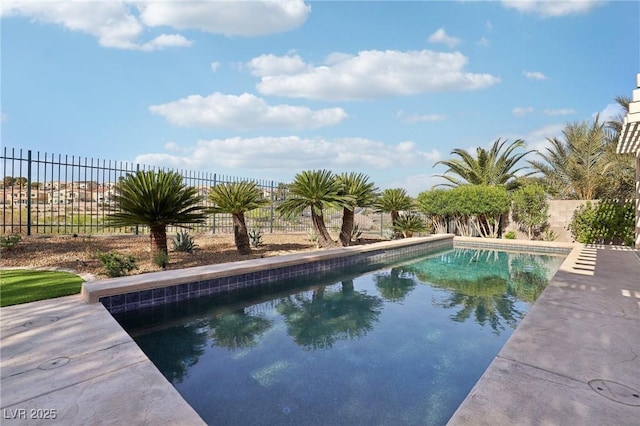 view of pool with a fenced in pool and fence private yard