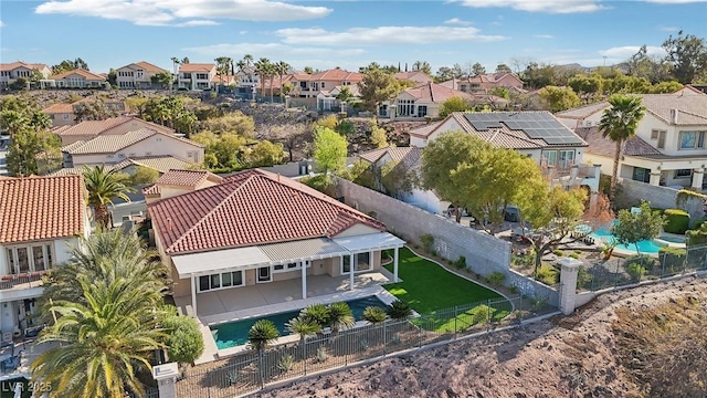 bird's eye view with a residential view