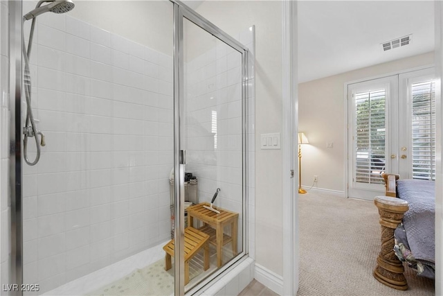 2933 Red Springs Dr, Las Vegas, NV 89135 - bathroom with a stall shower and french doors
