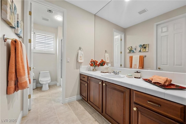 2933 Red Springs Dr, Las Vegas, NV 89135 - bathroom featuring vanity, a shower with shower door, and tile patterned floors