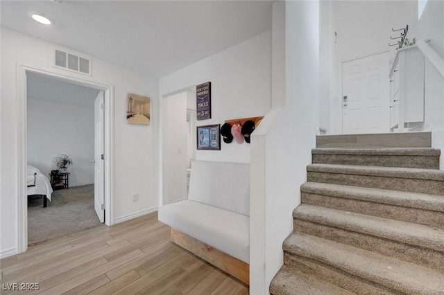 96 Campbelltown Ave, Henderson, NV 89015 - stairway featuring recessed lighting, baseboards, visible vents, and wood finished floors