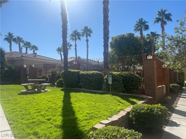 view of yard with fence