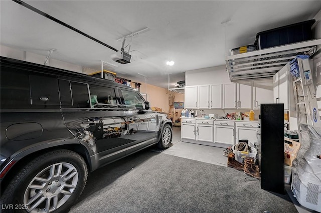 garage with a garage door opener