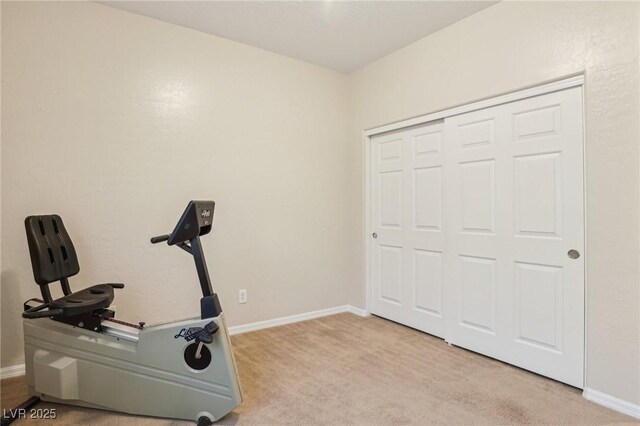 8316 Imperial Lakes St, Las Vegas, NV 89131 - workout room featuring light colored carpet and baseboards