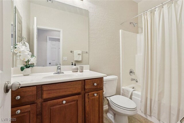 8316 Imperial Lakes St, Las Vegas, NV 89131 - bathroom featuring toilet, vanity, shower / bath combo, and tile patterned flooring