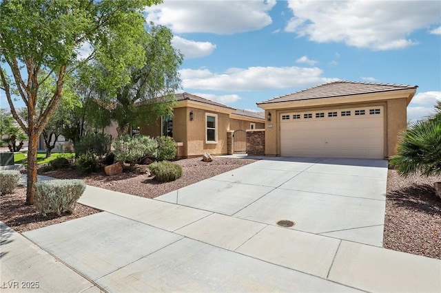 8316 Imperial Lakes St, Las Vegas, NV 89131 - ranch-style home featuring stucco siding, concrete driveway, a gate, and a tile roof