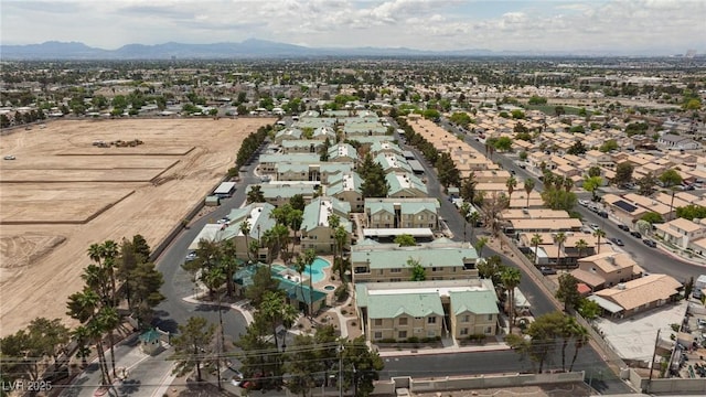 bird's eye view with a mountain view and a residential view
