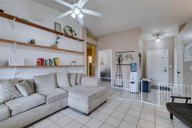 2595 Fort Lauderdale Dr, Las Vegas, NV 89156 - living area with ceiling fan and light tile patterned floors