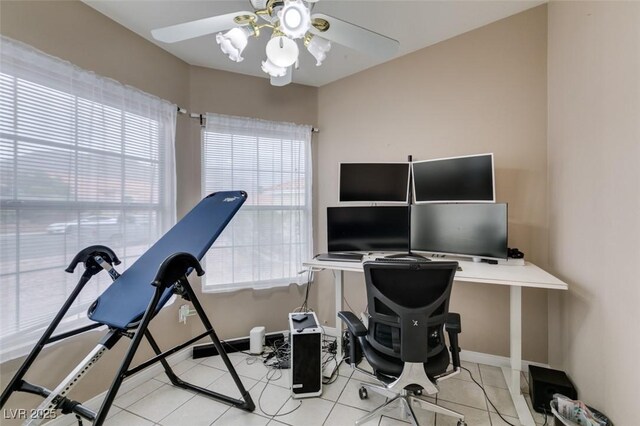 2595 Fort Lauderdale Dr, Las Vegas, NV 89156 - tiled office space with ceiling fan and baseboards