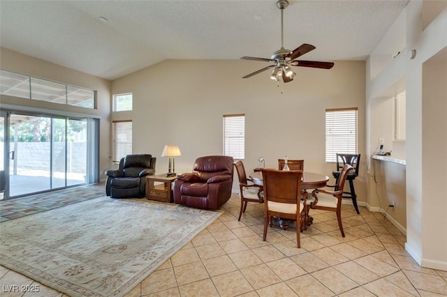 2805 Rungsted St, Las Vegas, NV 89142 - dining room featuring ceiling fan, light tile patterned flooring, and a wealth of natural light