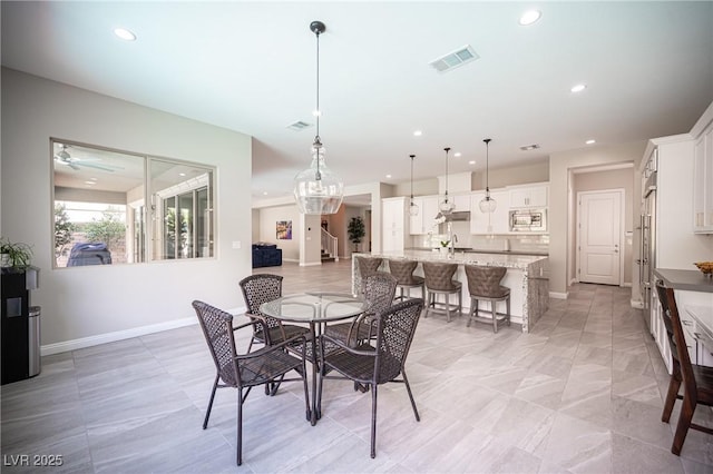 12018 Vento Forte Ave, Las Vegas, NV 89138 - dining space with recessed lighting, baseboards, and ceiling fan