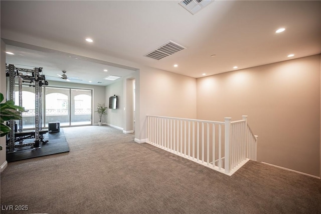 12018 Vento Forte Ave, Las Vegas, NV 89138 - below grade area with carpet floors, ceiling fan, recessed lighting, and baseboards