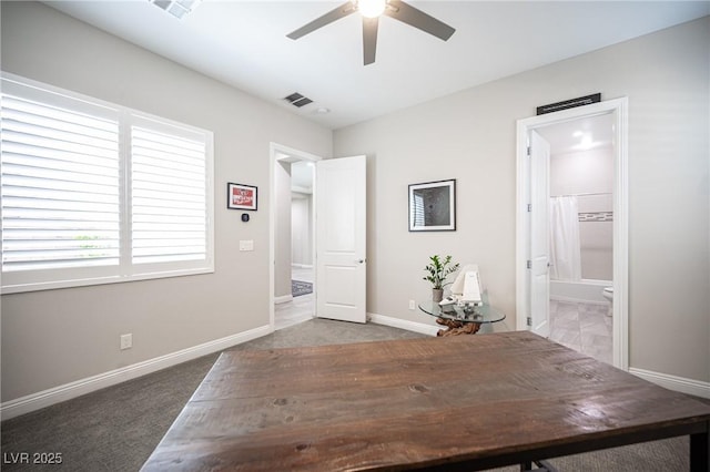 12018 Vento Forte Ave, Las Vegas, NV 89138 - unfurnished office with a ceiling fan, baseboards, and carpet floors