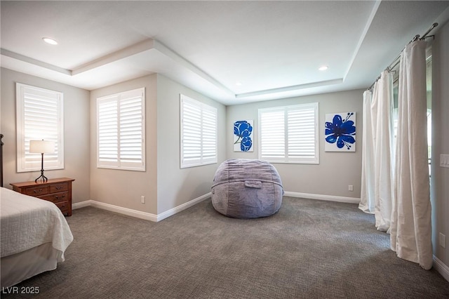 12018 Vento Forte Ave, Las Vegas, NV 89138 - carpeted bedroom featuring a raised ceiling, baseboards, and recessed lighting