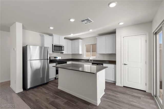 6234 Blood Lily Ave, Las Vegas, NV 89122 - kitchen with visible vents, appliances with stainless steel finishes, a wealth of natural light, and dark countertops