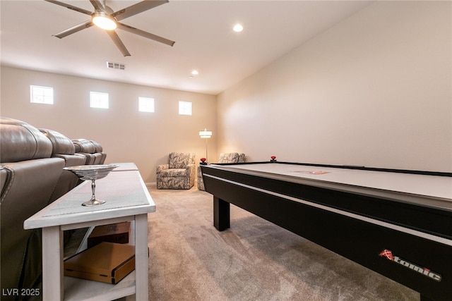 63 Via Di Mello, Henderson, NV 89011 - rec room with carpet, a ceiling fan, and recessed lighting