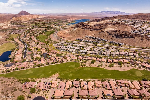 63 Via Di Mello, Henderson, NV 89011 - aerial view of property's location featuring nearby suburban area, a water and mountain view, and a local golf course
