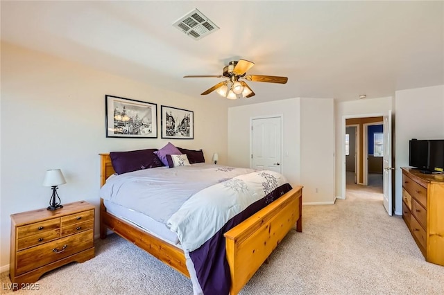 4 Bishopsgate Ter, Henderson, NV 89074 - bedroom featuring light colored carpet, baseboards, and a ceiling fan